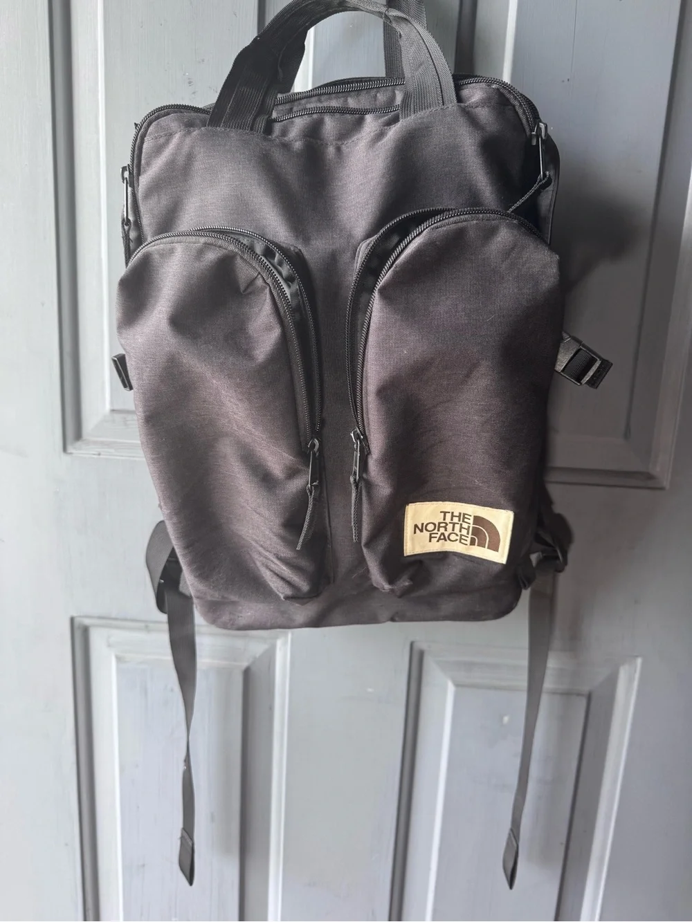 The North Face Mini Crevasse Black Backpack with Dual Front Pouches